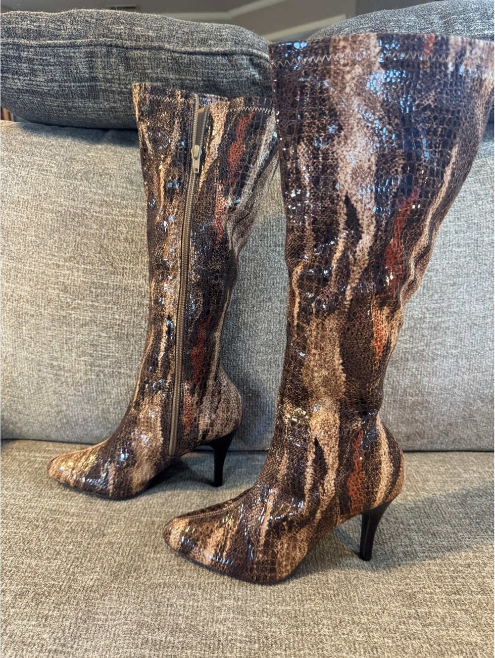 vintage Diba snakeskin stiletto knee high boots Size 6M - Picture 4 of 8